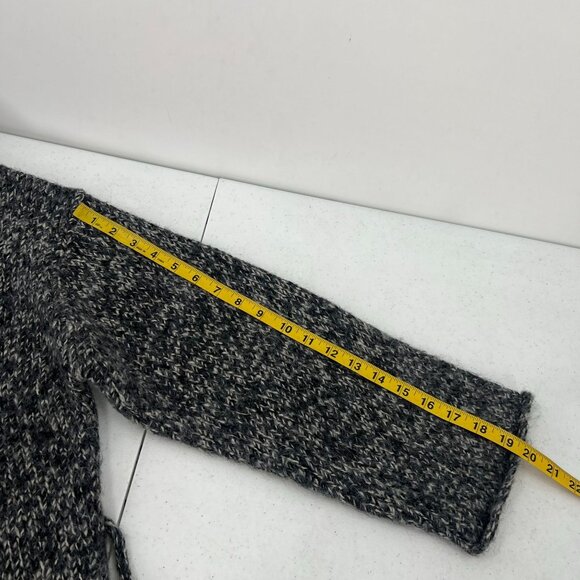 ZARA S Alpaca Blend Belted Cardigan Gray Marled Knit Fuzzy Cozy Wrap - Picture 7 of 9